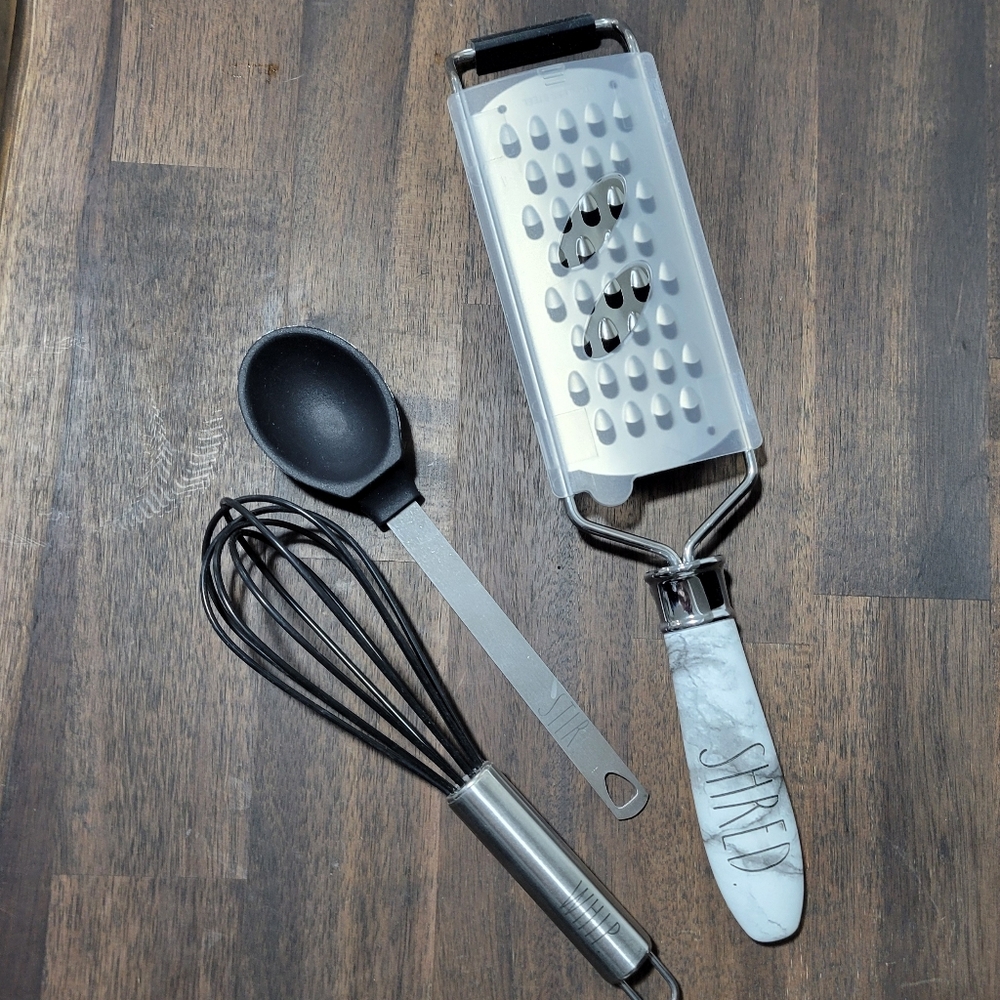 Rae Dunn Kitchen Utensil Set with Grater, Whisk, and Spoon